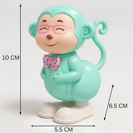 Wind-Up Monkey Toy with Key Jumping & Rotating Head Clockwork Animal Toy for Kids Toddlers Boys & Girls Key Operated Monkey Battery Free