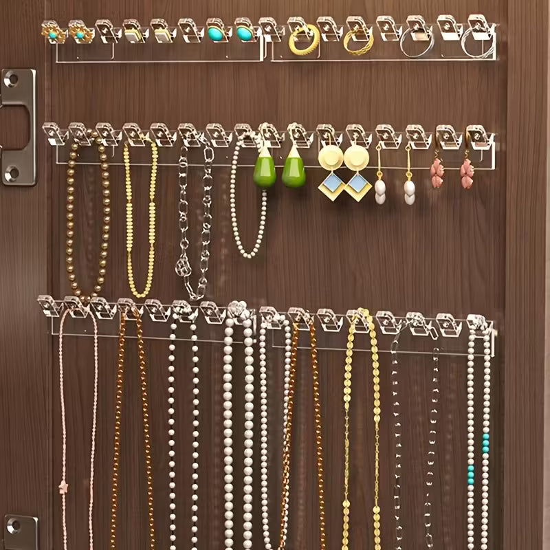 No Drill Wall Mounted Jewelry Organizer Hooks (Pack of 3) – Strong Adhesive, Multi-Purpose Holder for Keys, Necklaces & Accessories
