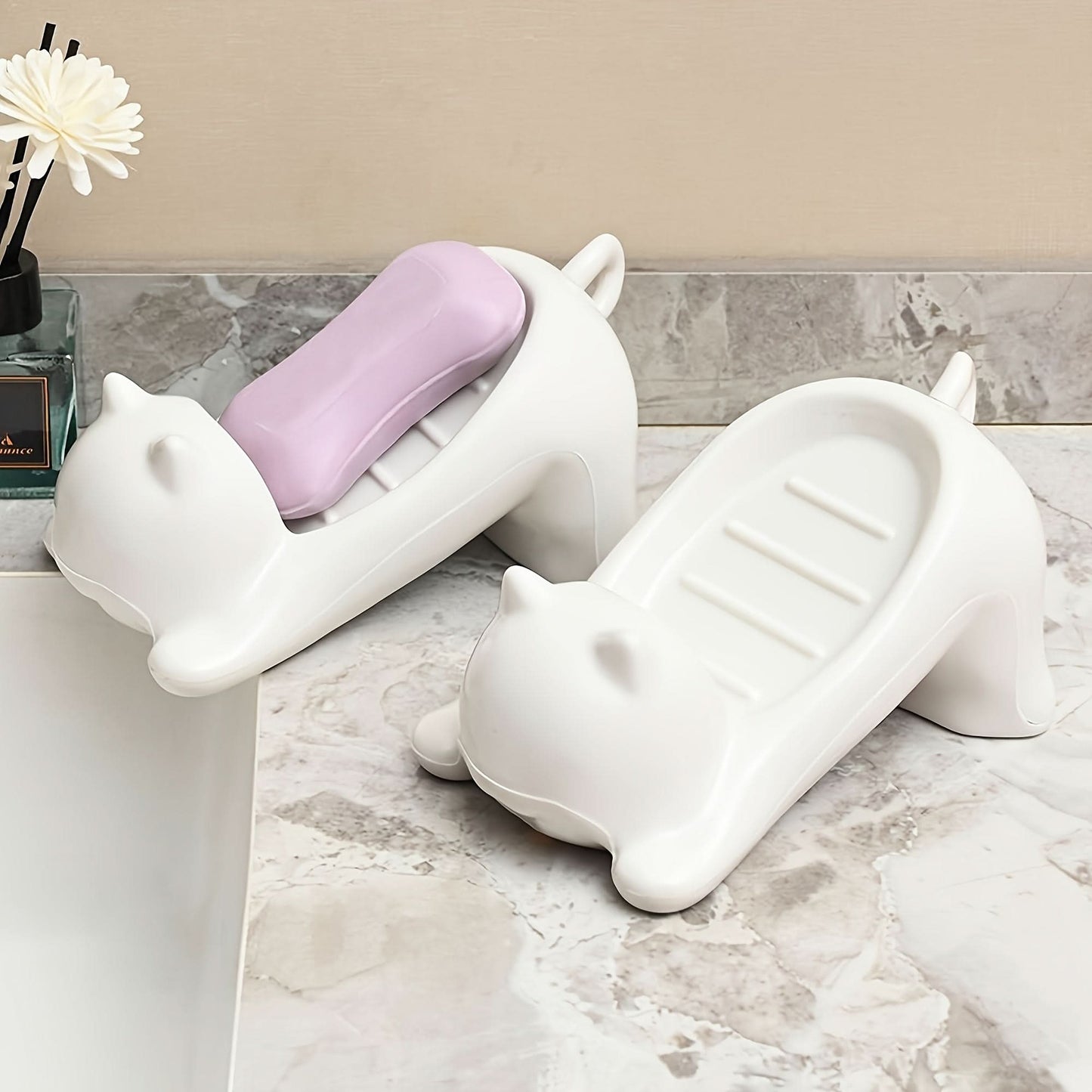 BUY 1 GET 1 FREE - Cat-Shaped Soap Dishes – Self-Draining Plastic Soap Holders