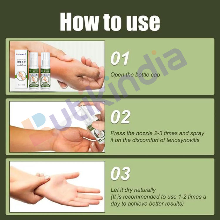 BUTIKINDIA Fast Acting Tenosynovitis & Heel Pain Spray – Joint, Muscle & Finger Relief | BUY 1 GET 1 FREE Offer