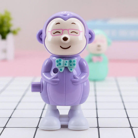 Wind-Up Monkey Toy with Key Jumping & Rotating Head Clockwork Animal Toy for Kids Toddlers Boys & Girls Key Operated Monkey Battery Free