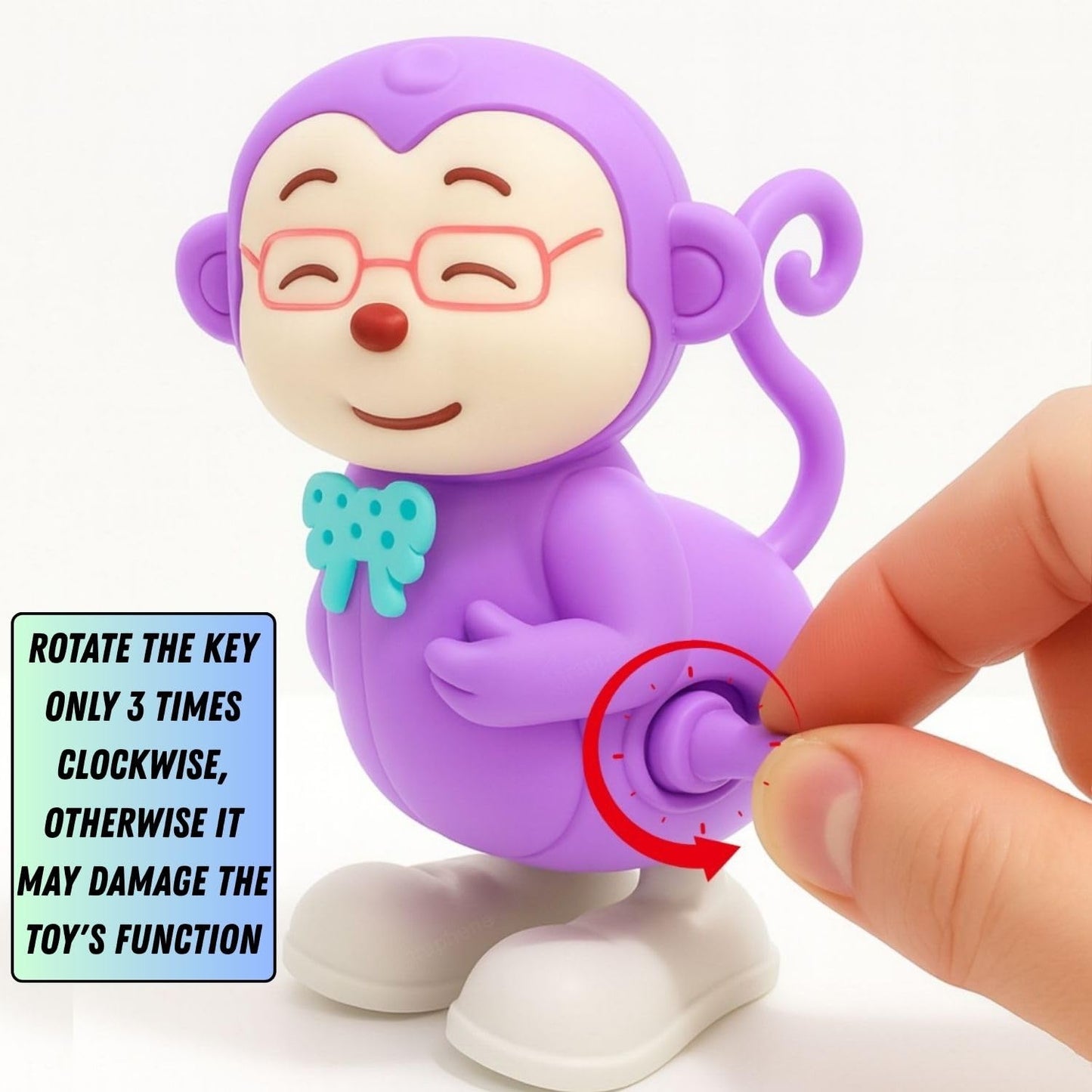 Wind-Up Monkey Toy with Key Jumping & Rotating Head Clockwork Animal Toy for Kids Toddlers Boys & Girls Key Operated Monkey Battery Free