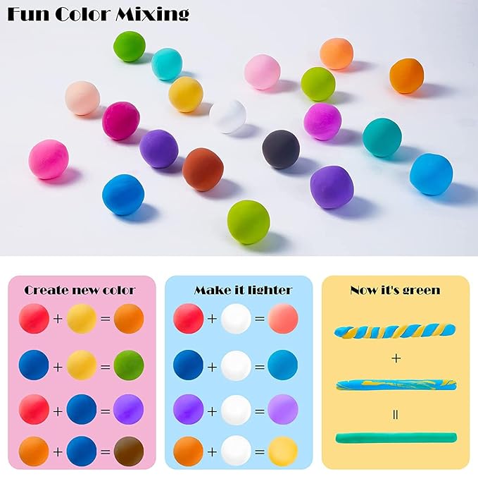 BUY 12 GET 12 FREE -  Air Dry Clay for Kids with 6 Sculpting Tools - Creative Art & Crafts Play Dough Birthday Return Gift for Boys and Girls