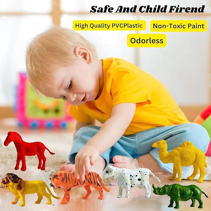 12 PCS Unbreakable Animal Toys Set for Kids – Jungle & Farm Fun