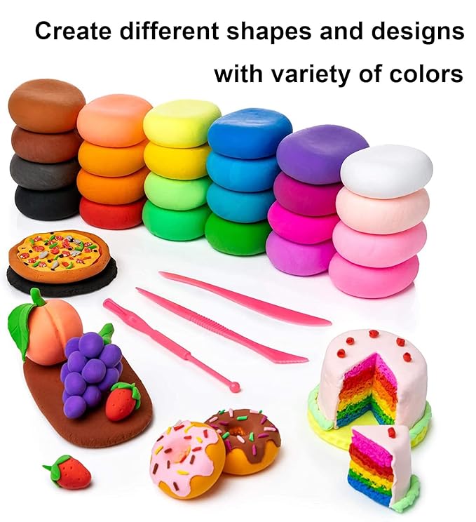BUY 12 GET 12 FREE -  Air Dry Clay for Kids with 6 Sculpting Tools - Creative Art & Crafts Play Dough Birthday Return Gift for Boys and Girls