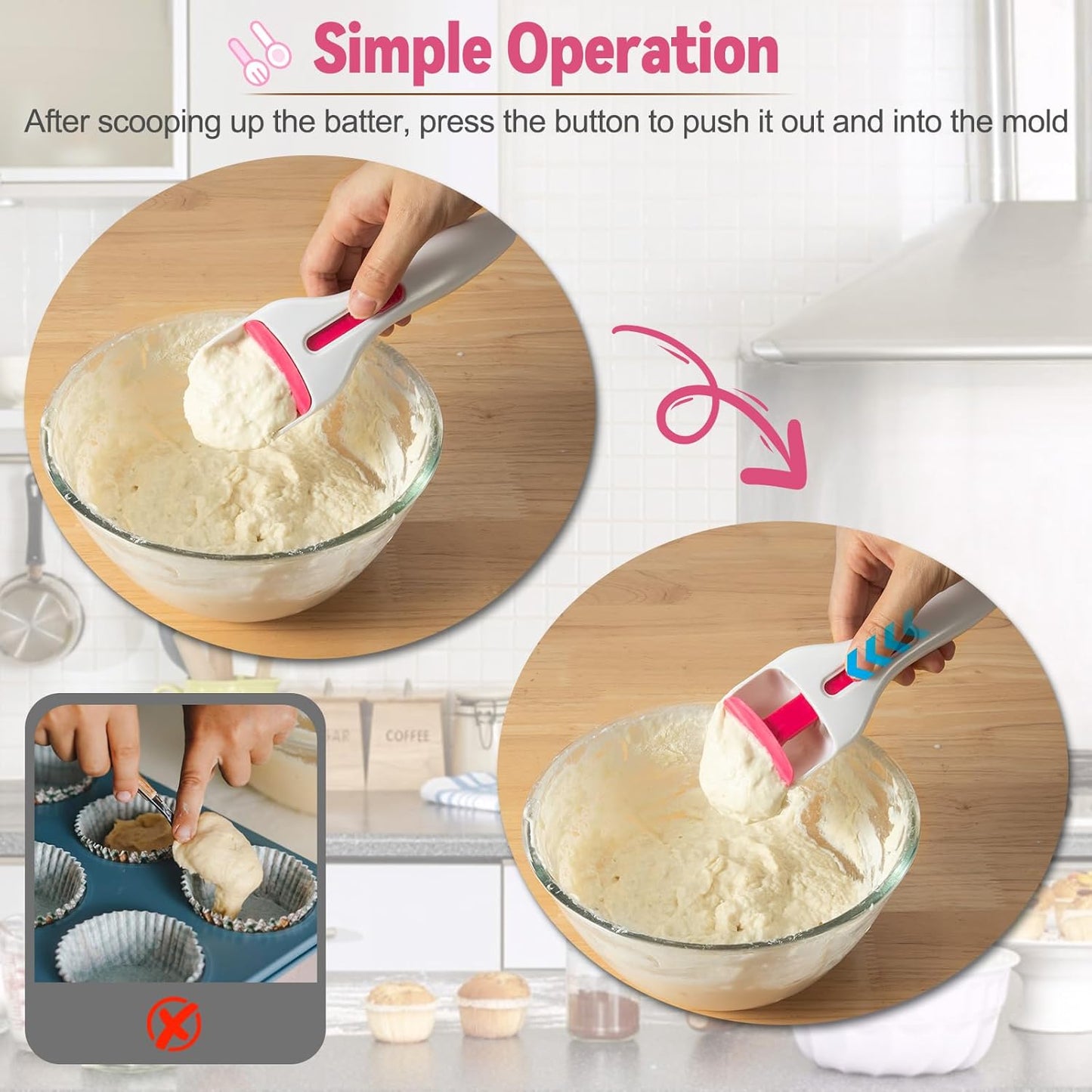 BUY 1 GET 1 FREE – 2PCS One-Click Cupcake Batter Scoop & Cake Decorating Tool
