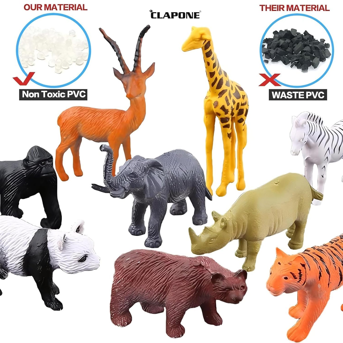 12 PCS Unbreakable Animal Toys Set for Kids – Jungle & Farm Fun