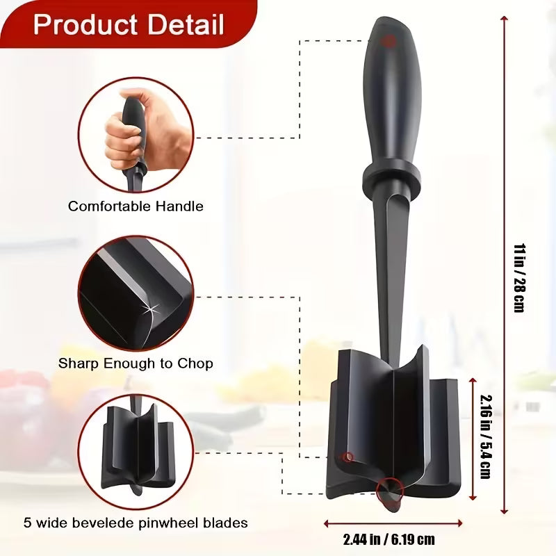 Professional Meat Chopper & Potato Masher – BPA-Free Heat Resistant Nylon Burger Grinder Tool