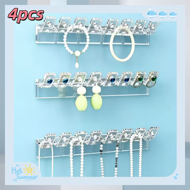 No Drill Wall Mounted Jewelry Organizer Hooks (Pack of 3) – Strong Adhesive, Multi-Purpose Holder for Keys, Necklaces & Accessories