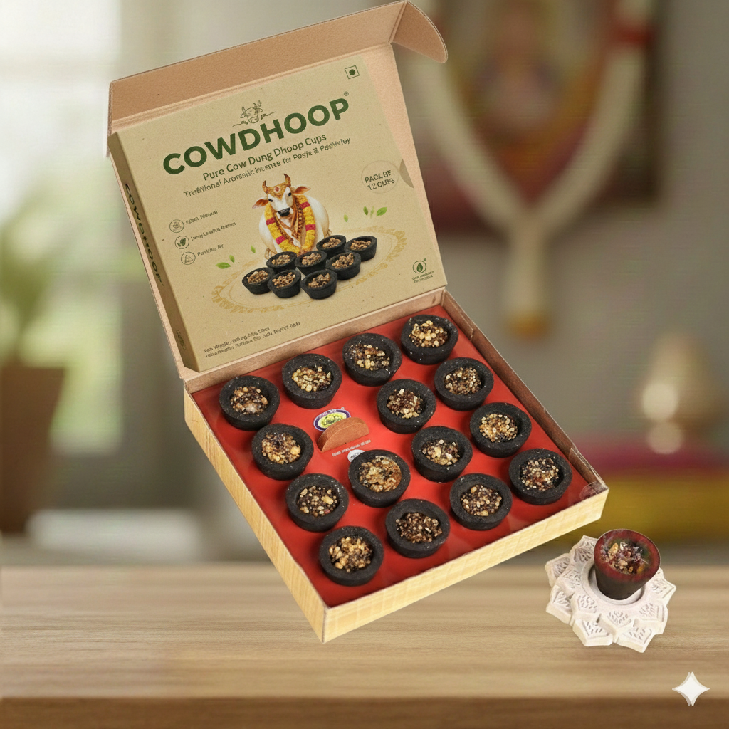 Natural Cow Dung Hawan Cups for Daily Pooja - Pack of 36 pcs