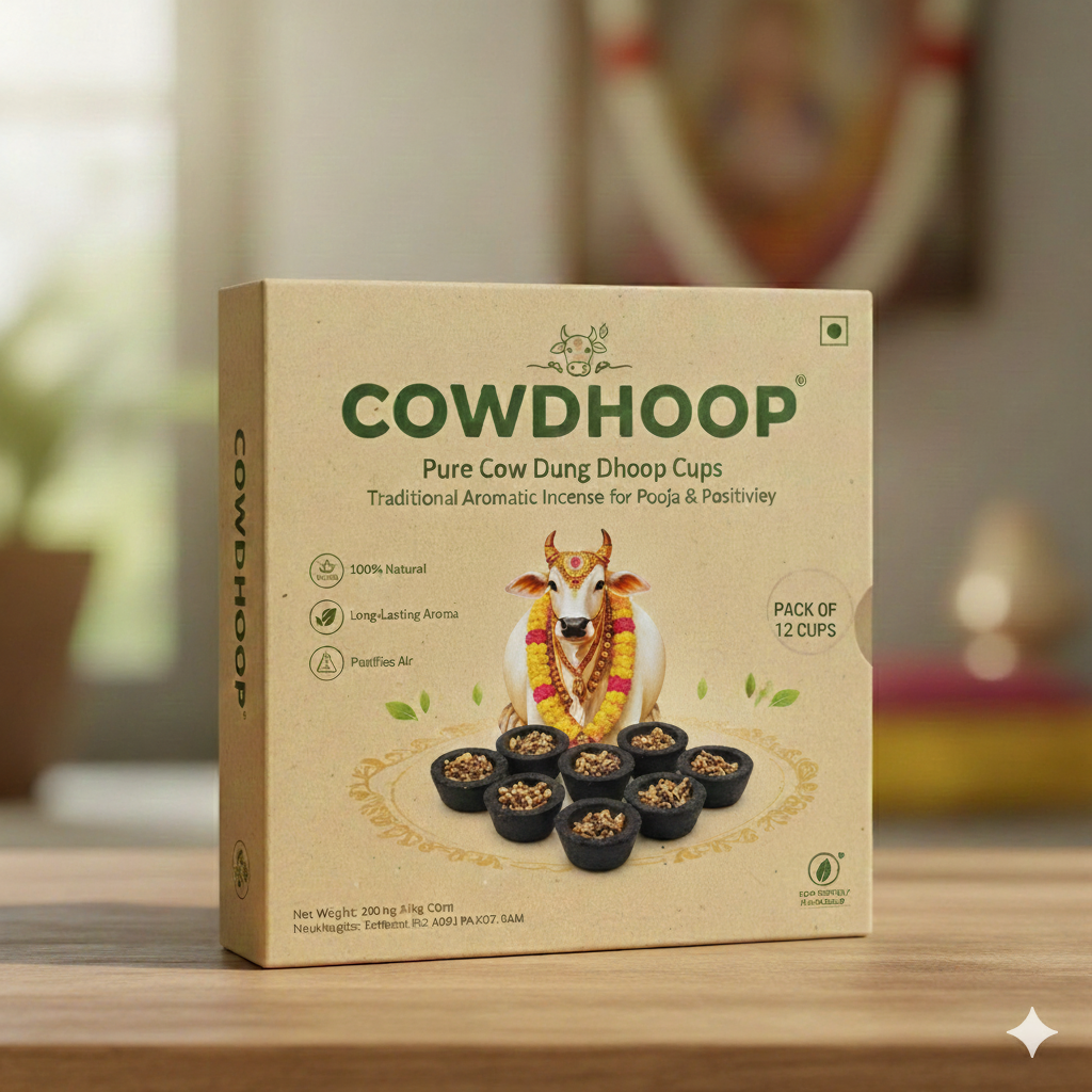 Natural Cow Dung Hawan Cups for Daily Pooja - Pack of 36 pcs