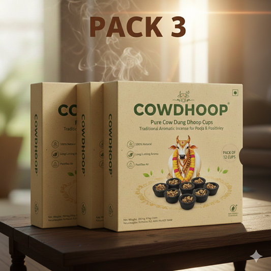 Natural Cow Dung Hawan Cups for Daily Pooja - Pack of 36 pcs