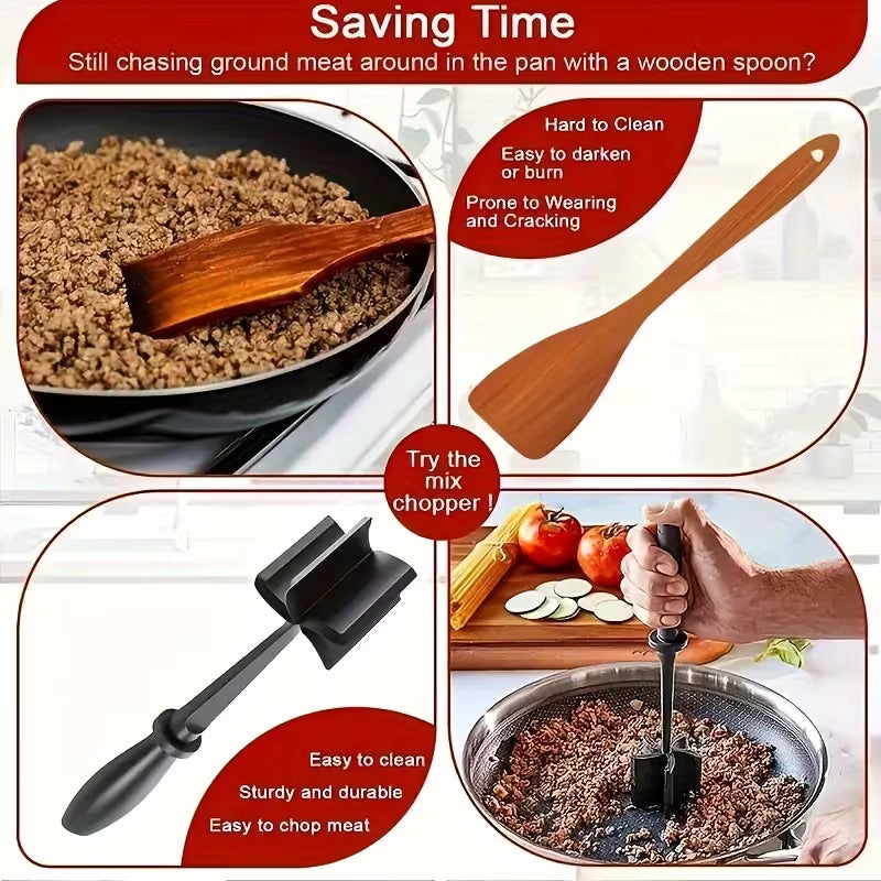 Professional Meat Chopper & Potato Masher – BPA-Free Heat Resistant Nylon Burger Grinder Tool