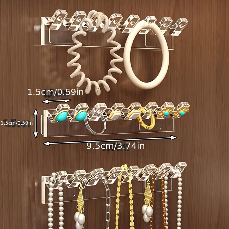 No Drill Wall Mounted Jewelry Organizer Hooks (Pack of 3) – Strong Adhesive, Multi-Purpose Holder for Keys, Necklaces & Accessories