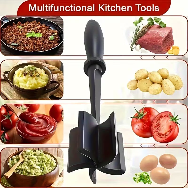Professional Meat Chopper & Potato Masher – BPA-Free Heat Resistant Nylon Burger Grinder Tool